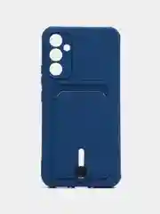 Темно-синий чехол для Samsung Galaxy A34 / Самсунг Галакси А34, силиконовый, с карманом для карты