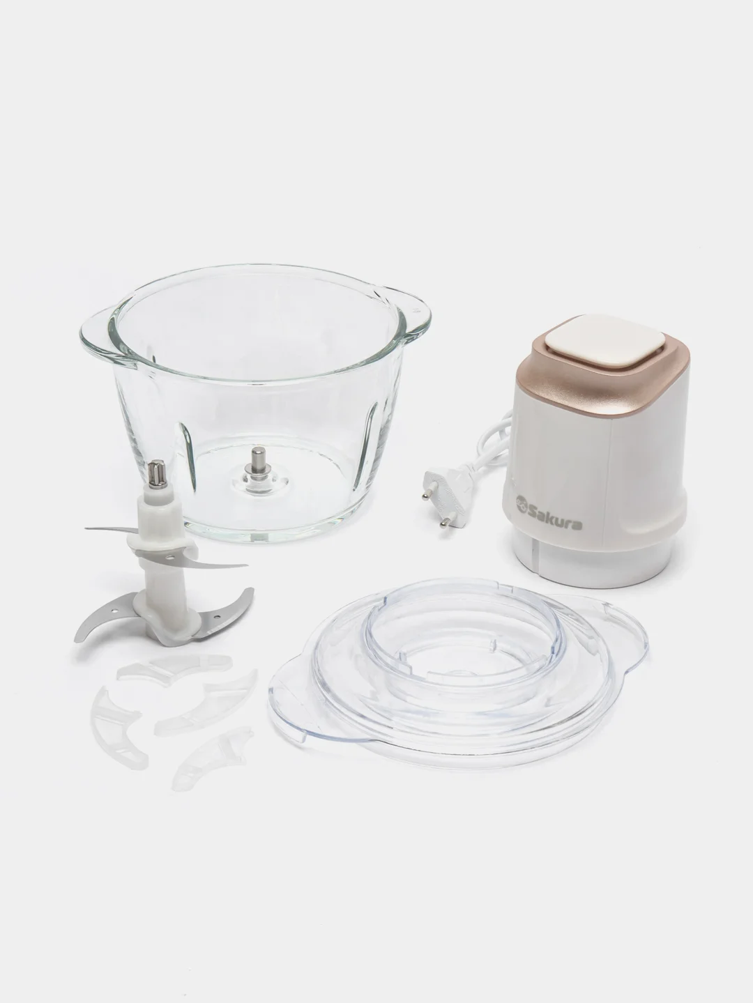 Чоппер Sakura SA-6261W чаша стекло, 1.2 л 500 Вт, 4 ножа