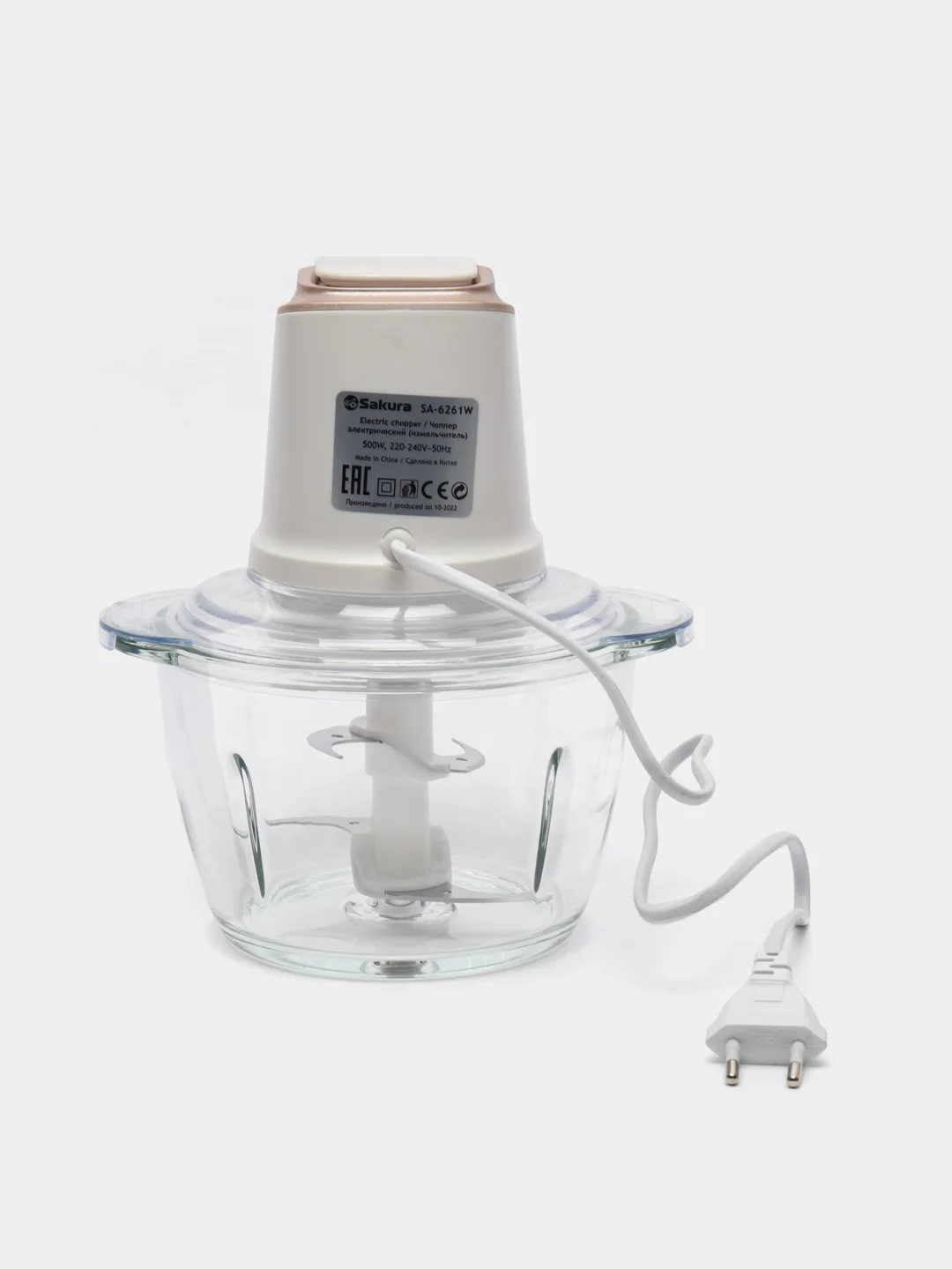 Чоппер Sakura SA-6261W чаша стекло, 1.2 л 500 Вт, 4 ножа