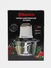 Чоппер Sakura SA-6261W чаша стекло, 1.2 л 500 Вт, 4 ножа