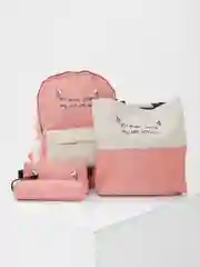 Коралловый меланж комплект школьный: рюкзак, пенал, шоппер, кошелек, 4 цвета