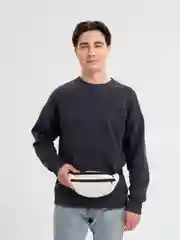 Белый сумка-бананка поясная, из экокожи, унисекс