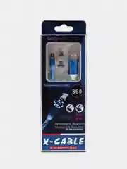 Синий кабель зарядный X-CABLE (1m, Micro-USB/ Type-C/Lightning), для Android и iPhone