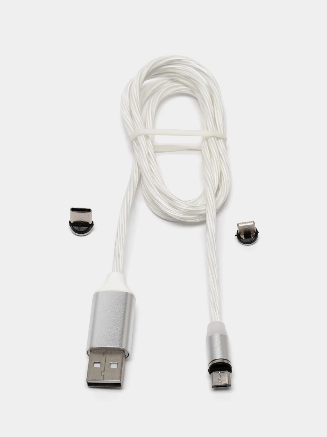 Серебряный кабель зарядный X-CABLE (1m, Micro-USB/ Type-C/Lightning), для Android и iPhone