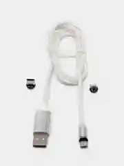Серебряный кабель зарядный X-CABLE (1m, Micro-USB/ Type-C/Lightning), для Android и iPhone