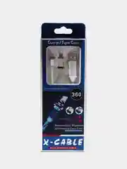 Серебряный кабель зарядный X-CABLE (1m, Micro-USB/ Type-C/Lightning), для Android и iPhone