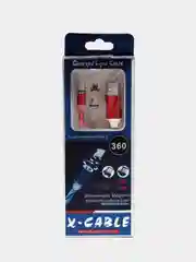 Красный кабель зарядный X-CABLE (1m, Micro-USB/ Type-C/Lightning), для Android и iPhone
