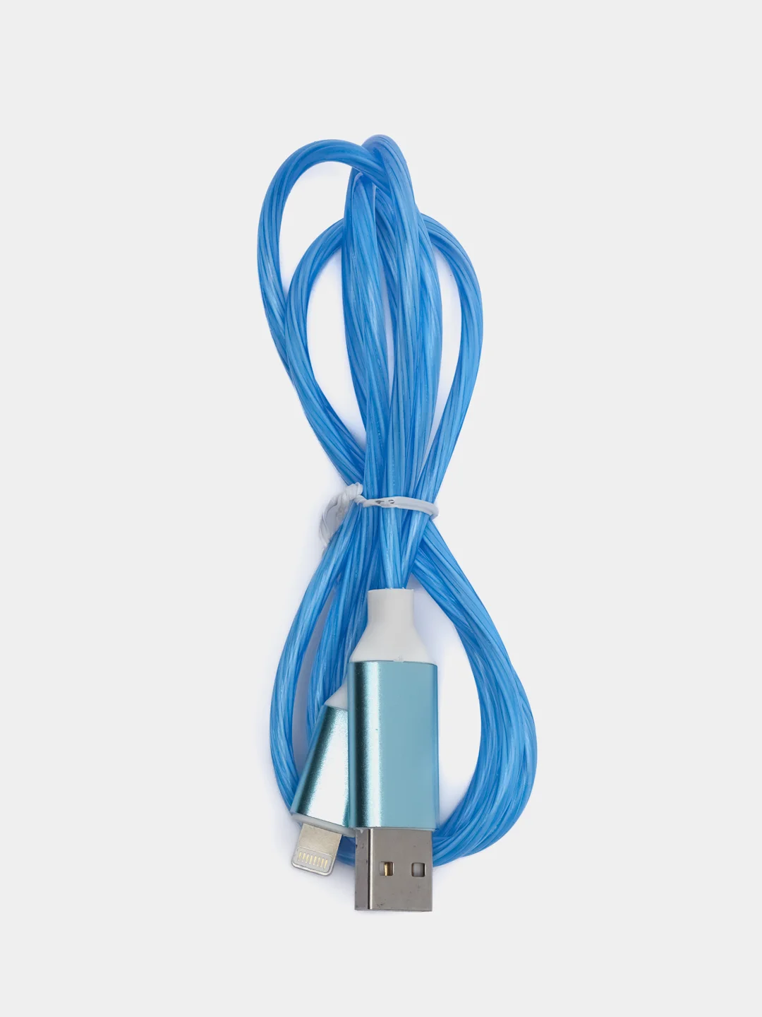 Голубой светящийся зарядный кабель Type-C, Lightning, Micro-USB 1 м, зарядка, провод