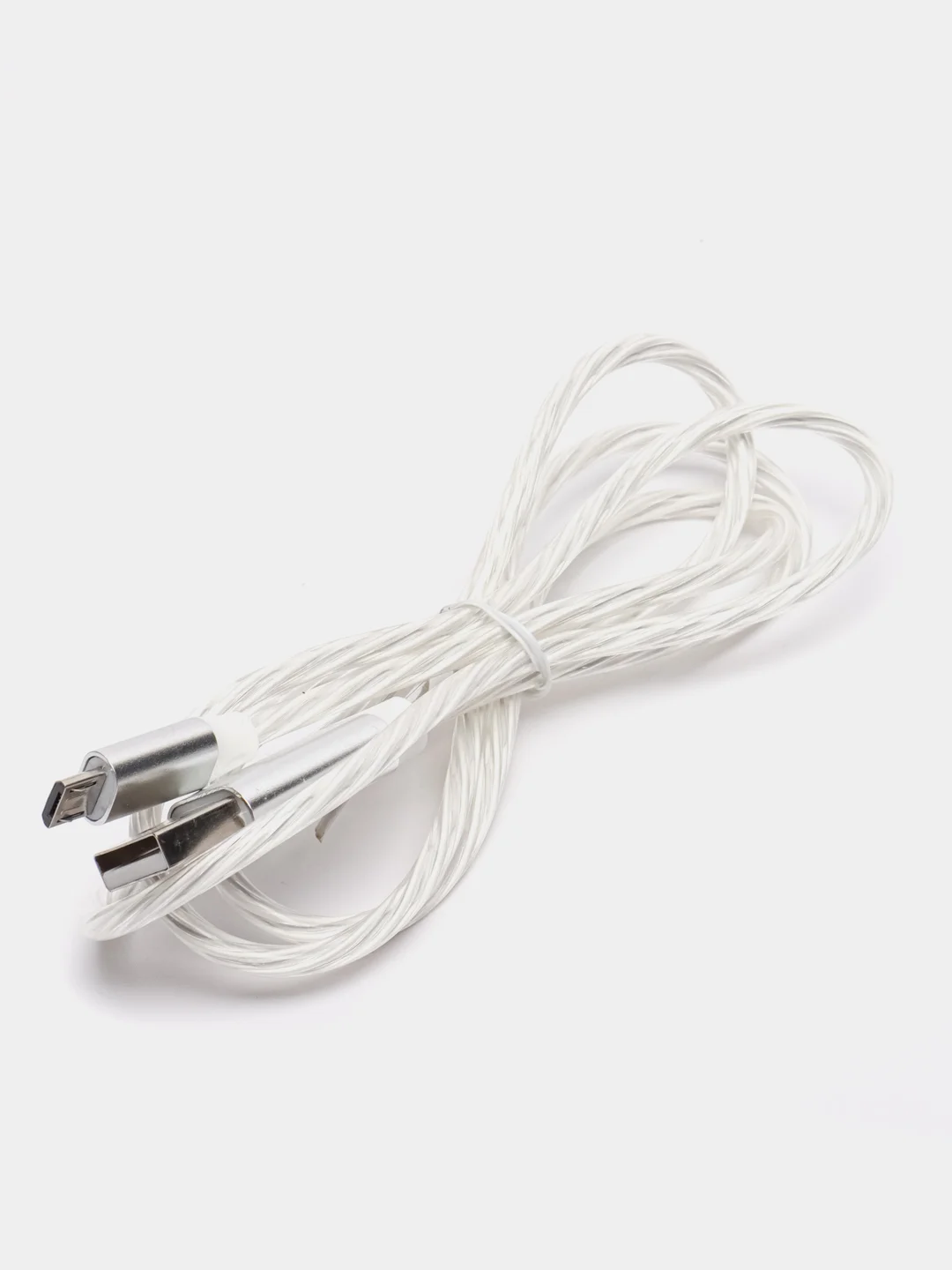 Белый светящийся зарядный кабель Type-C, Lightning, Micro-USB 1 м, зарядка, провод