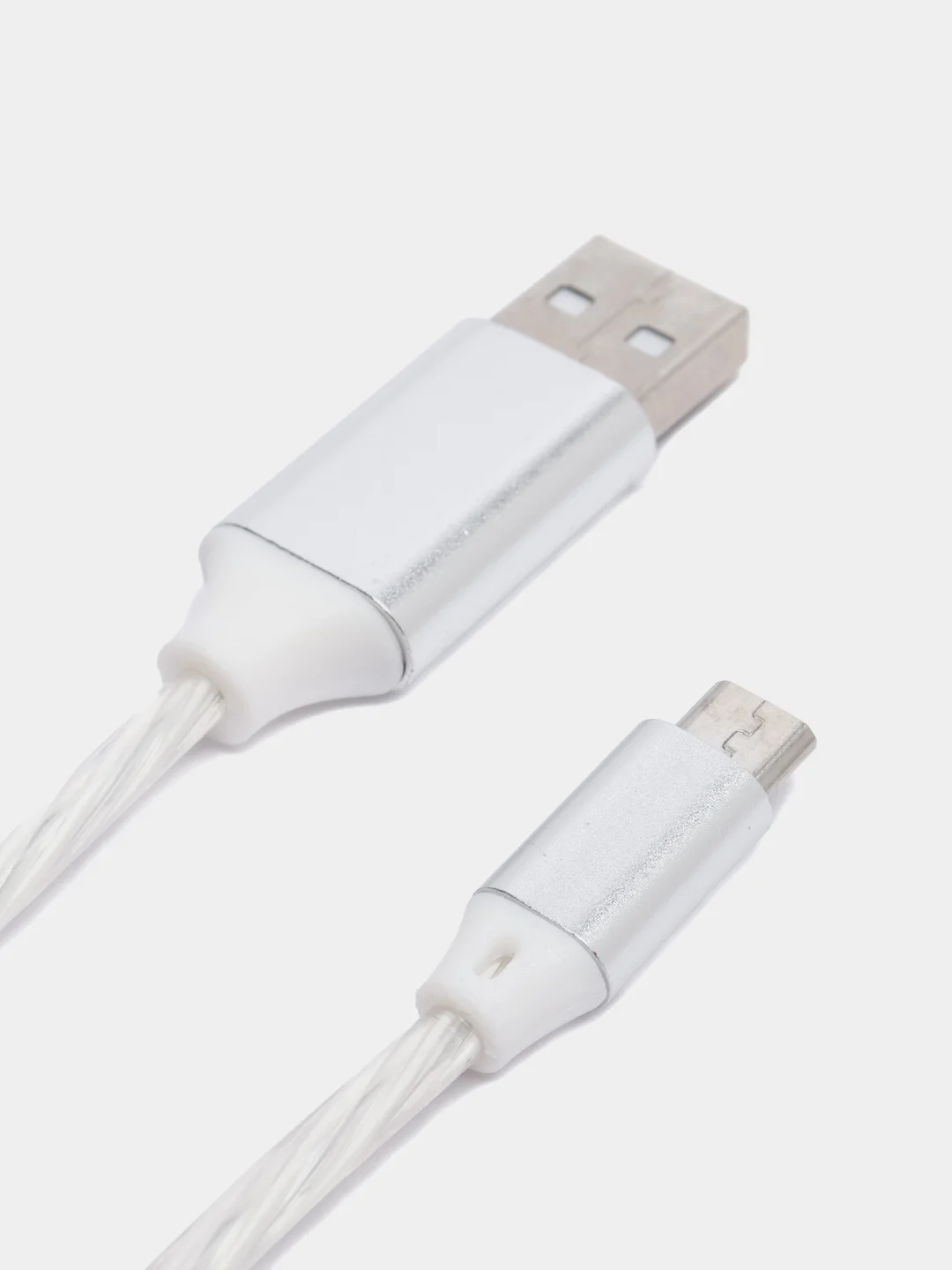 Белый светящийся зарядный кабель Type-C, Lightning, Micro-USB 1 м, зарядка, провод