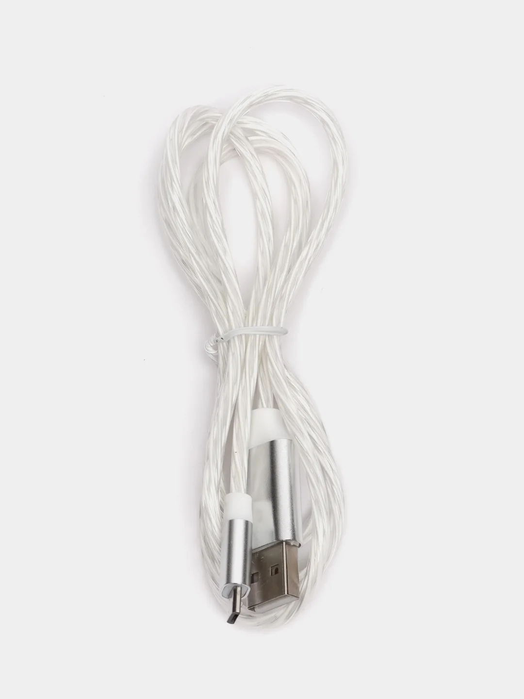 Белый светящийся зарядный кабель Type-C, Lightning, Micro-USB 1 м, зарядка, провод