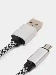 Серый плетёный зарядный кабель Micro-USB, Lightning, зарядка на Андроид, Айфон, 1 м, 2 м