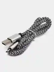 Серый плетёный зарядный кабель Micro-USB, Lightning, зарядка на Андроид, Айфон, 1 м, 2 м