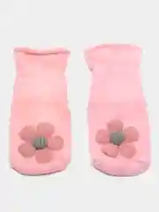 Розовый детские махровые носочки с объёмными игрушками, нескользящие