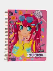 Розовый блокнот для зарисовок скетчбук 64 листа А5 на кольцах MyArt "Аниме". Проф-Пресс