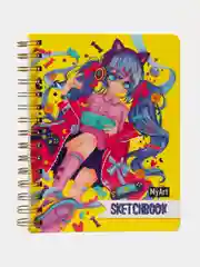 Желтый блокнот для зарисовок скетчбук 64 листа А5 на кольцах MyArt "Аниме". Проф-Пресс