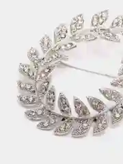Серебряный брошь со стразами "Оливковая ветвь"