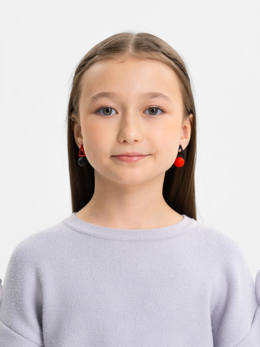Аметистовый серьги женские из ассимметрических фигур
