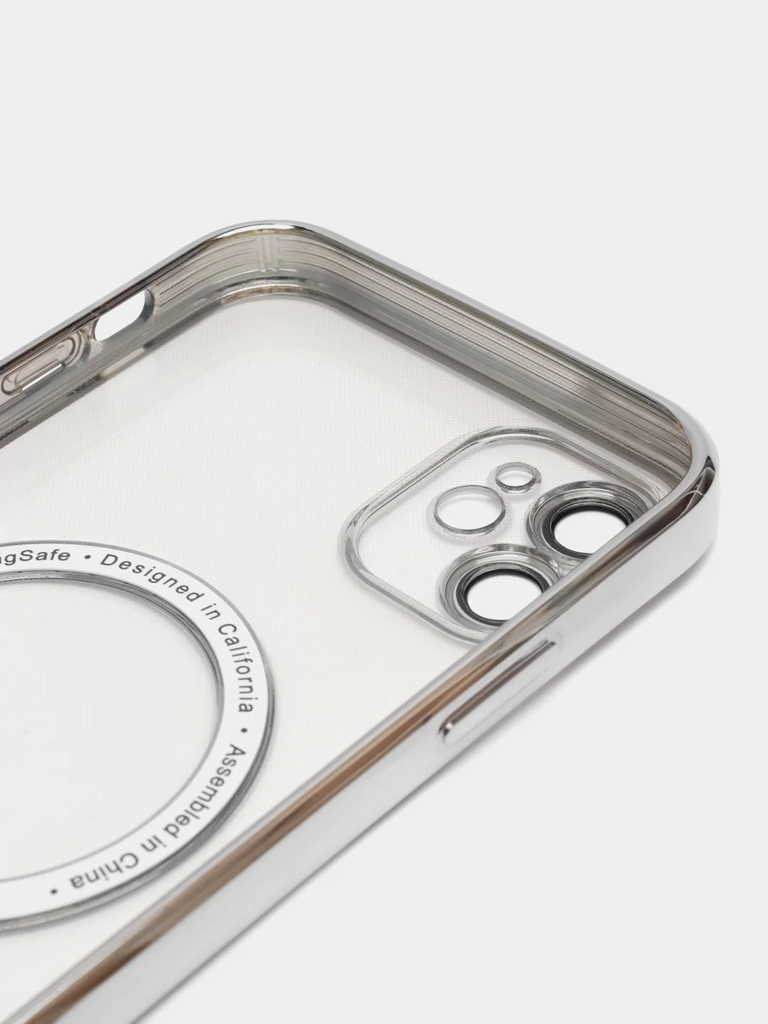 Серебряный чехол MagSafe Apple iPhone, Айфон 11, 12, 13, 14, Pro Max с защитой камеры, магсейф