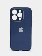 Синий чехол для iPhone, силиконовый, со стеклянной панелью
