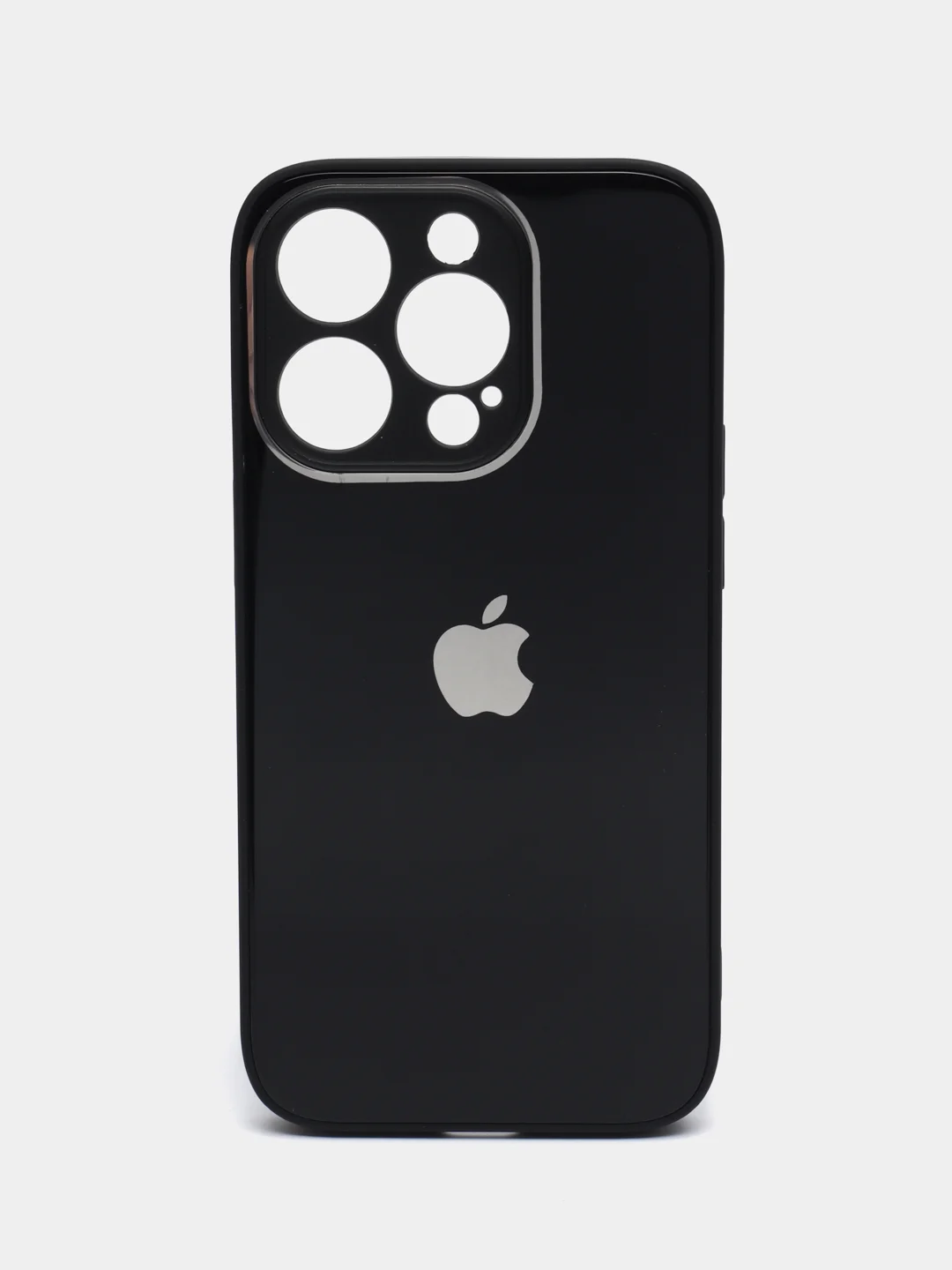 Черный чехол для iPhone, силиконовый, со стеклянной панелью