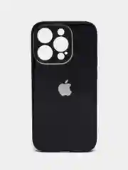 Черный чехол для iPhone, силиконовый, со стеклянной панелью