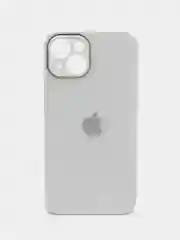 Белый чехол для iPhone, силиконовый, со стеклянной панелью