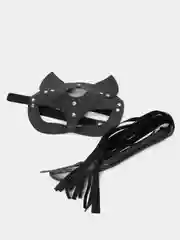 Набор для БДСМ-игр: маска кошка, плетка