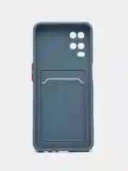 Синий меланж силиконовый чехол для Oppo A54 (Оппо А54), с карманом для карт