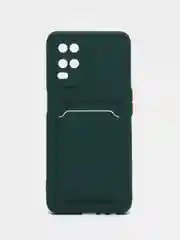 Зеленый силиконовый чехол для Oppo A54 (Оппо А54), с карманом для карт