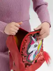 Красный детский рюкзак с единорогом
