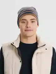 Темно-синий шапка в полоску, женская, мужская