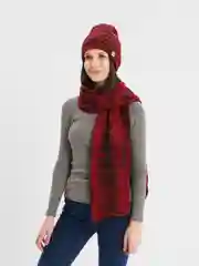 Алый комплект шапка женская бини и шарф Каролина