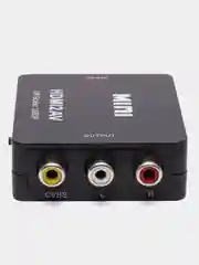 Черный переходник-адаптер с HDMI на тюльпаны AV, RCA конвертер