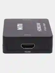 Черный переходник-адаптер с HDMI на тюльпаны AV, RCA конвертер