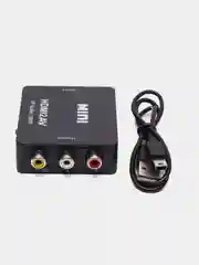 Черный переходник-адаптер с HDMI на тюльпаны AV, RCA конвертер