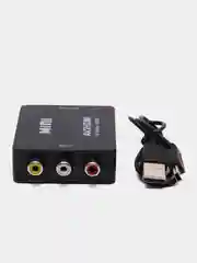 Черный переходник-адаптер с RCA AV тюльпанов на HDMI конвертер