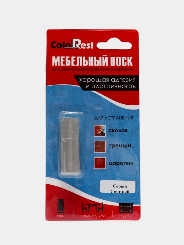 Мебельный воск мягкий для ремонта и реставрации мебели, дверей, ColoRest, 10 г, Серый Светлый