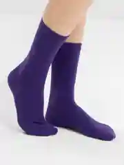 Фиолетовый хлопковые носки, однотонные, яркие, высокие, унисекс