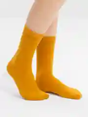 Горчичный хлопковые носки, однотонные, яркие, высокие, унисекс