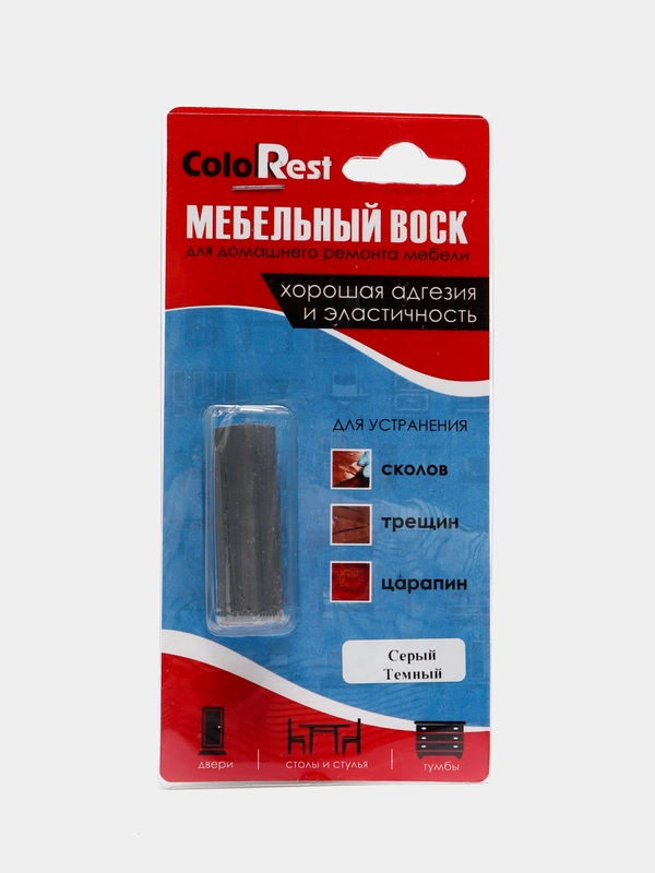 Мебельный воск мягкий для ремонта и реставрации мебели,дверей,ColoRest, 10 г.,Серый Темный