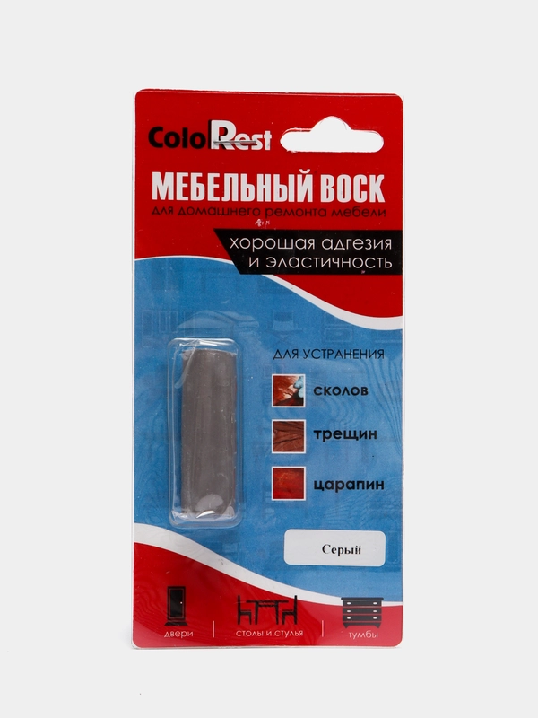 Мебельный воск мягкий для ремонта и реставрации мебели, дверей, ColoRest, 10 г, Серый