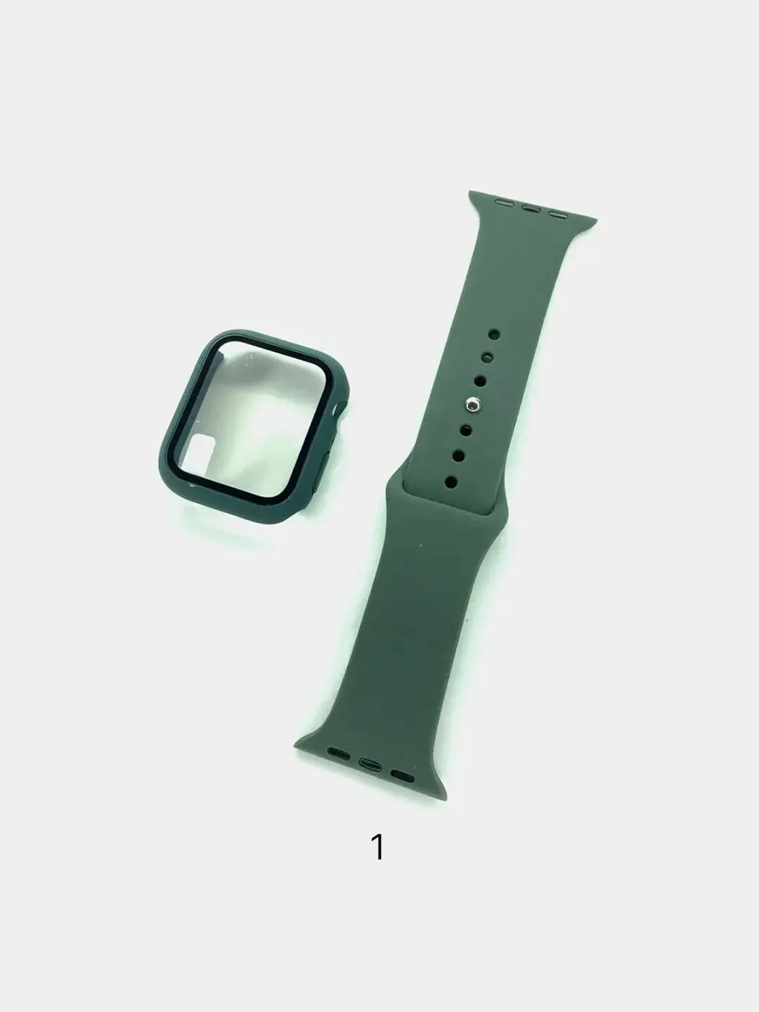 Силиконовый ремешок+чехол-накладка со стеклом для Apple watch 1, 2, 3, 4, 5, 6, 7, 8, se