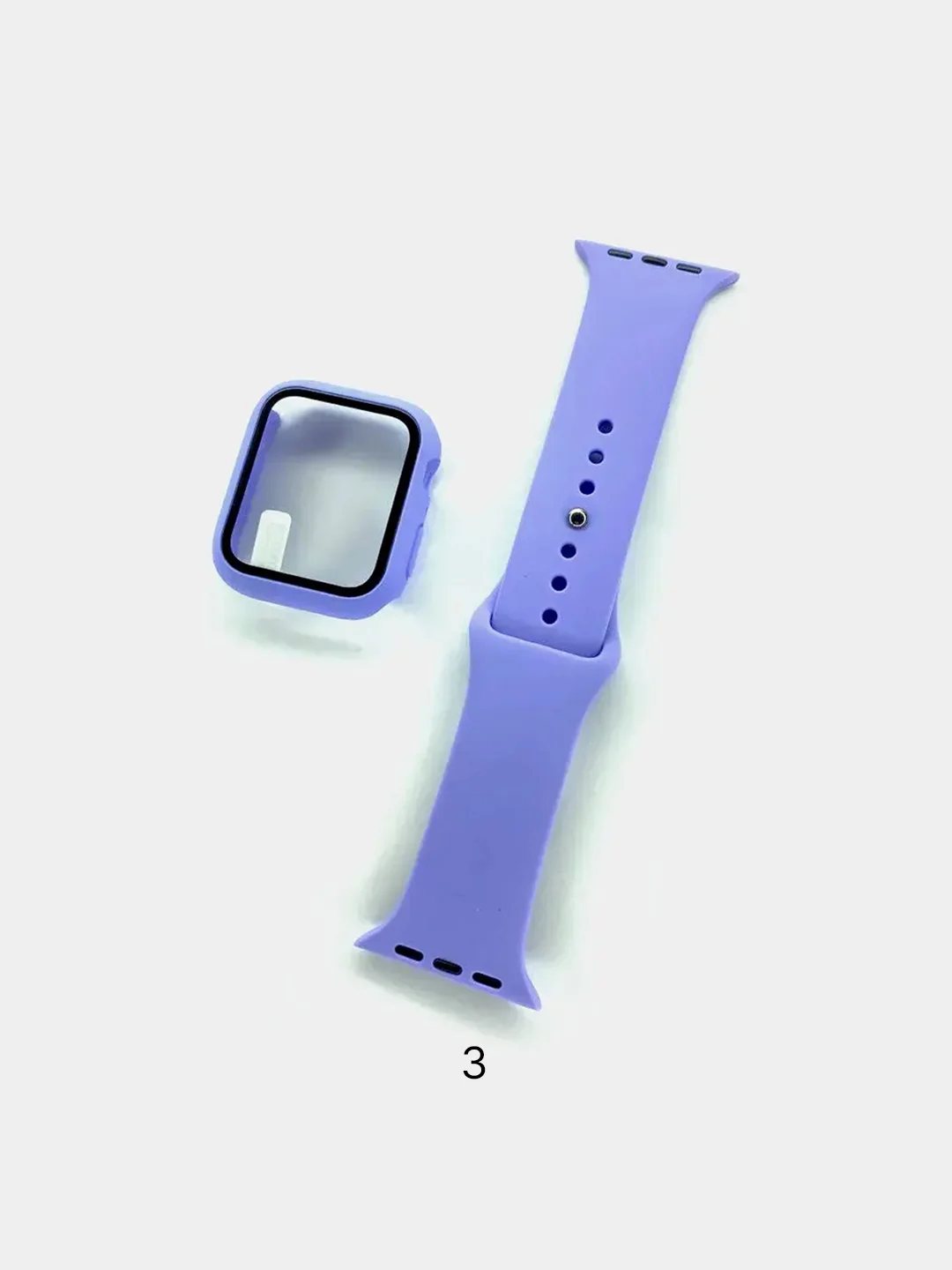 Силиконовый ремешок+чехол-накладка со стеклом для Apple watch 1, 2, 3, 4, 5, 6, 7, 8, se