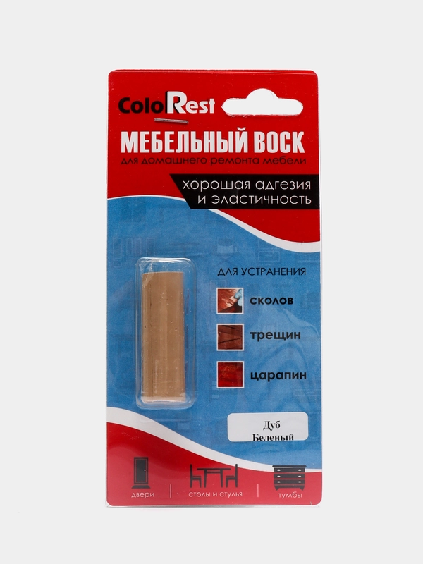 Мебельный воск мягкий для ремонта и реставрации мебели, дверей, ColoRest, 10 г, Дуб Беленый
