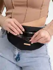 Черный женская поясная сумка бананка, сумка на пояс, сумка через плечо