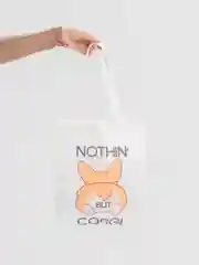 Бежевый шоппер сумка  "Забавные корги"
