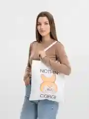 Бежевый шоппер сумка  "Забавные корги"