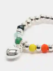 Серебряный кольцо женское, разноцветное колечко для девочки из бисера с сердечком, мишкой, смайликом