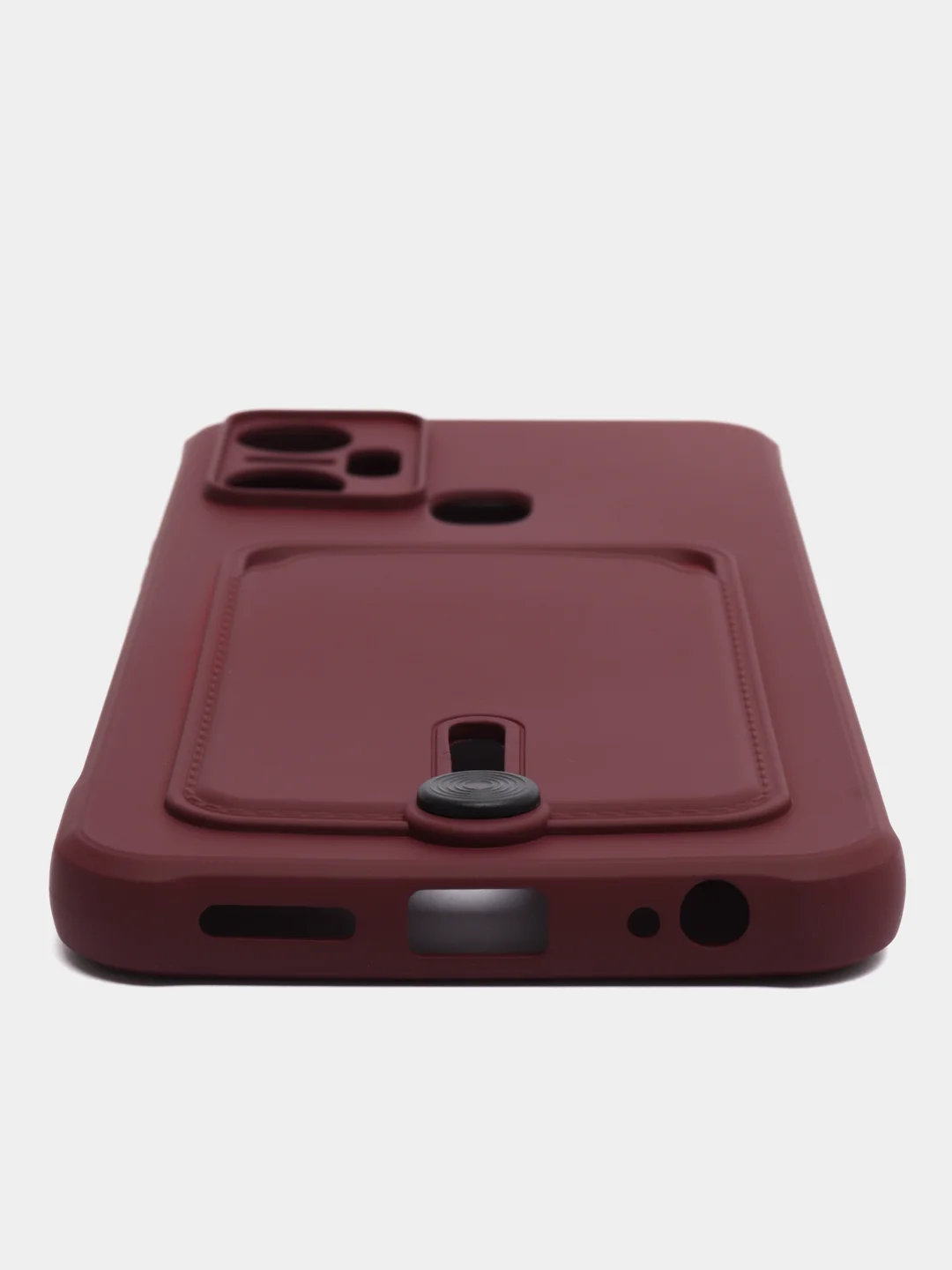 Бордовый чехол для Infinix Smart 6 Plus / Инфиникс Смарт 6 Плюс, силиконовый, с карманом для карты
